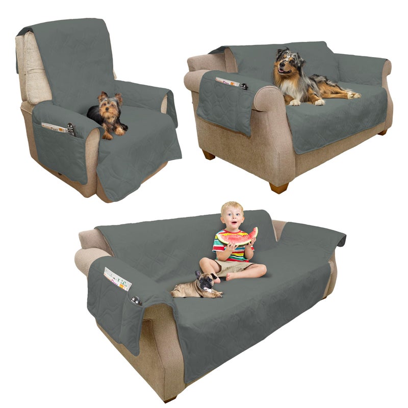 PETMAKER Furniture Cover- 100% Waterproof Protector Cover for Chair with Non-Slip Straps, Stain Resistant Material for Dogs, Pets, Kids by PETMAKER- Gray - Image 4